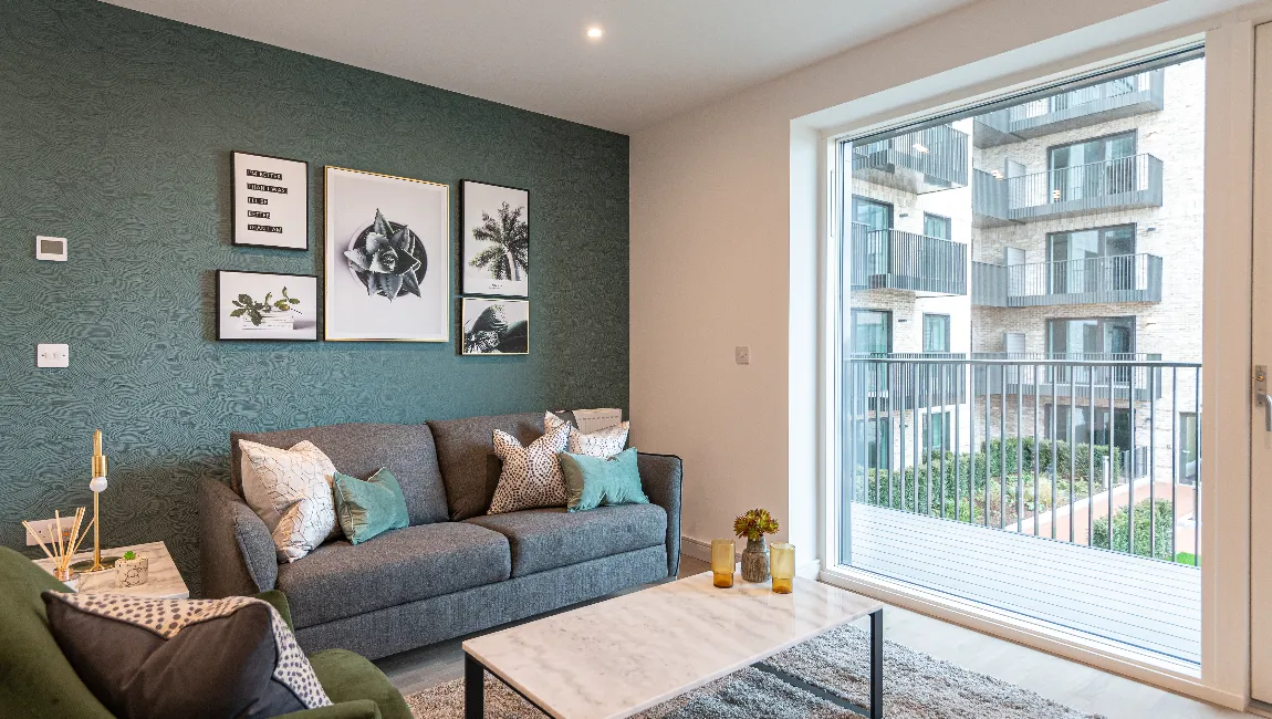 Decorative wall and sofa